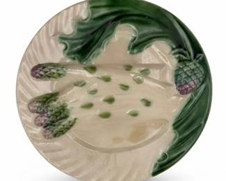 Antique French Majolica Asparagus Plate