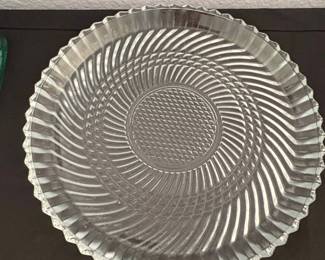 Vintage Libbey Glass Company vintage platter or dish in the Swirl or Block pattern