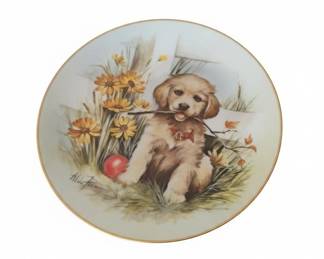 Aldo Fazio The Playful Puppy Collection First Fetch Collector Plate