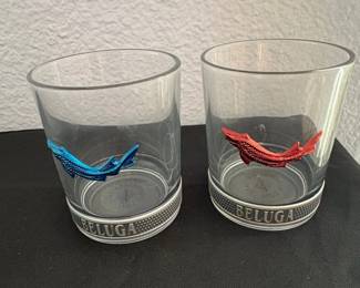 Beluga Vodka Rocks Glasses with Sturgeon Emblem