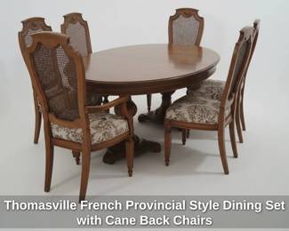 Thomasville French Provincial Style Dining Set with Cane Back Chairs