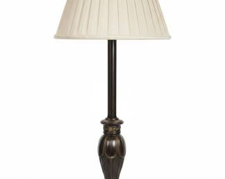 Traditional BronzeFinish Candlestick Table Lamp with Neoclassical Base