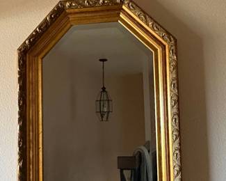 Vintage Bombay Company Allegro Octagonal Gold Gilt Beveled Wall Mirror
