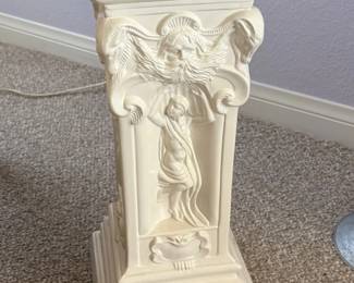 Vintage Neoclassical Style Ceramic Pedestal with Graces and Ram Heads third image