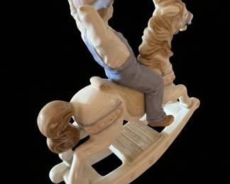 Paul Sebastian Porcelain Boy on Rocking Horse Figurine second image