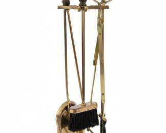 Vintage Brass Fireplace Tool Set with Decorative Finials