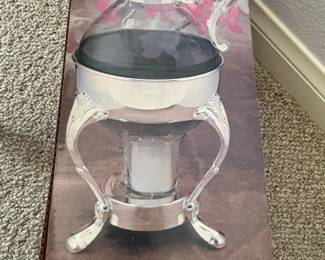 Olde Chelsea Silversmiths SilverPlated Glass Coffee or Tea Carafe with Warmer Stand second image