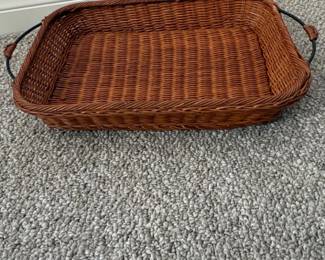Rectangular Wicker Serving Tray with Metal Handles second image
