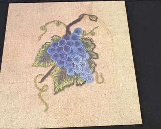 Vintage Donald Art Co. Grape Embroidery Hot Plate Plaque