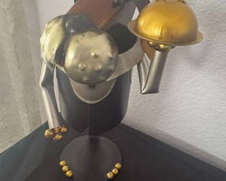Welded Metal Dog Butler Wine Bottle Holder