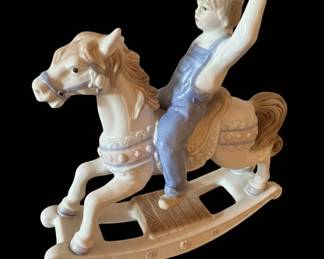Paul Sebastian Porcelain Boy on Rocking Horse Figurine