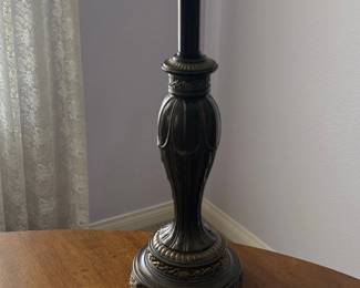 Traditional BronzeFinish Metal Table Lamp with Pleated Shade second image