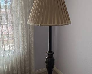 Traditional BronzeFinish Metal Table Lamp with Pleated Shade