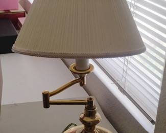 Vintage Brass SwingArm Desk Lamp with Pleated Shade