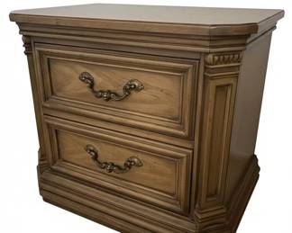 DIXIE FURNITURE Solid Pecan Spanish Mediterranean Style Two Drawer Nightstand