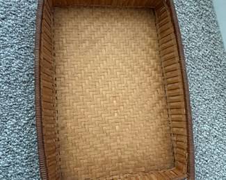 Vintage HandWoven Rattan Serving Tray with Handles