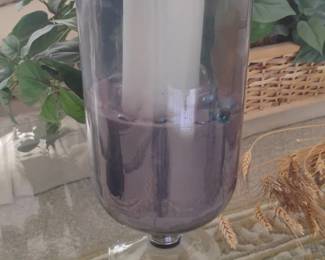 Clear Glass Hurricane Candle Holder with Pedestal Base