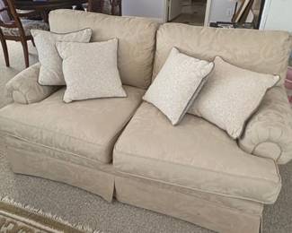 Thomasville Rolled Arm Skirted Loveseat