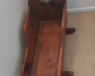 Vintage Personalized Wooden Doll Cradle with Heart Cutout