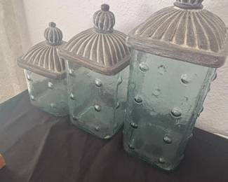 Distressed Hobnail Glass Canister Set Piece The Pioneer Woman