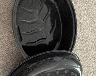 Vintage Speckled Enamelware Oval Roasting Pan second image