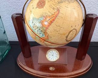 BDS Vintage Desktop World Globe with Quartz Clock