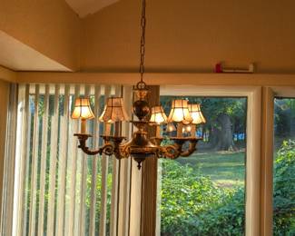 Vintage Bronze Multiple Light Chandelier with shades 