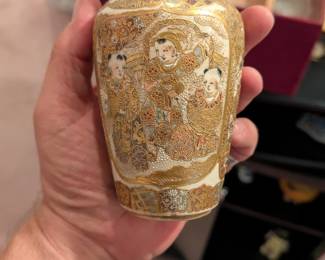 Small antique Japanese Meiji-period Satsuma earthenware vase