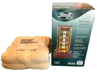 Cozy Bundle New Knit Throw Blanket and Mission Table Fountain