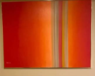 Red Field By Lawson 54 X 42 Framed Canvas Painting Wall Art