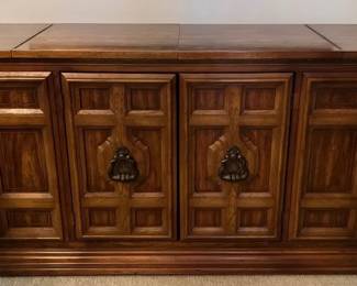 Bernhardt Walnut Foldable Bar Cabinet w Pullout Drawer