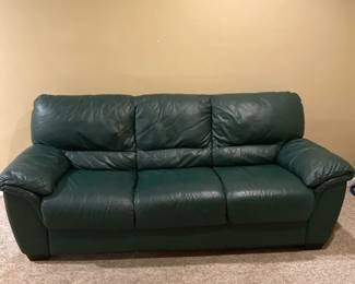 3 Seater Green Leather Sofa