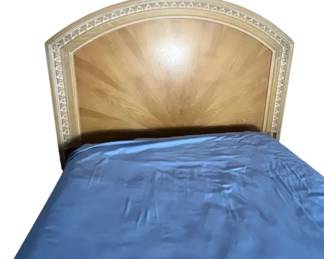 Vintage American Drew Queen Wooden Headboard Arched Top, Carved, Sunburst Pattern