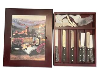 Charcuterie Serving Board Set Wooden Box Cheese Knives