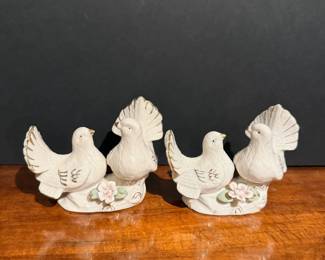 Ks Collection White Porcelain Doves Figurines, Pair