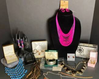 Jewelry Lot Kirk Stieff Engraved Pewter Cuff, 14K Bracelet, Statement Necklaces, MORE