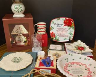 Vintage Holiday Christmas Tabletop Decor Lot Featuring Lenox Mikasa