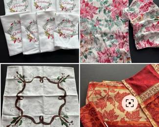 Holiday Fall Table Linen Lot Brooks Brothers Cotton Napkins, Tablecloths, MORE
