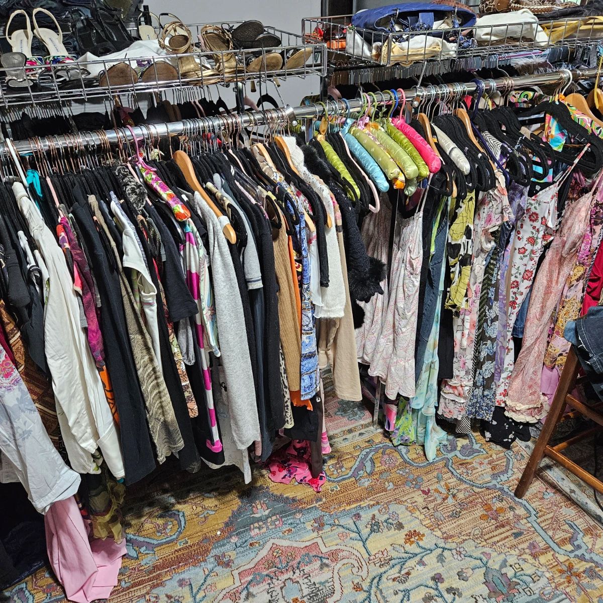 Racks of womens clothing