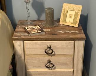 Night Stand, Candles, Book and Eye Glasses