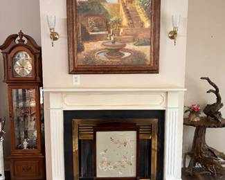 Large Print and Silk Fireplace Screen