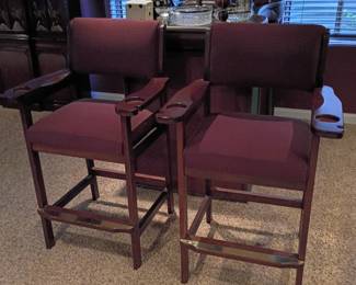 Billiards game stools with brass detailing