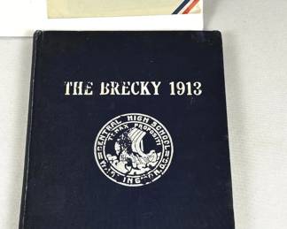 RARE Antique 1913 J. Edgar Hoover's "The Brecky" Central Highschool Yearbook & Signed J. Edgar Hoover Airmail Cover w/ COA