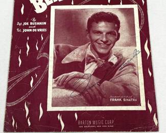 SIGNED 1943 Frank Sinatra "There'll Be A Hot Tin in The Town of Berlin When The Yanks Go Marching In" Sheet Music