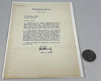 SIGNED Robert F. Kennedy May 9, 1968 U.S. Senate Letter Concerning Dr. Martin Luther King, Jr. Memorial