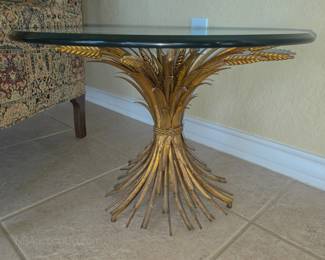 Vintage Hollywood Regency gilt sheaf of wheat table