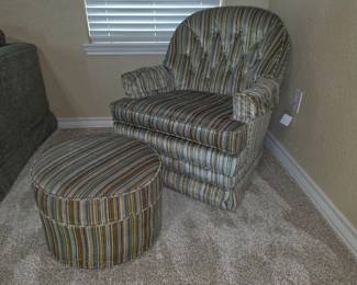 Upholstered chair and ottoman
