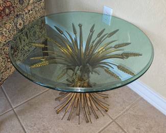 Vintage Hollywood Regency gilt sheaf of wheat table