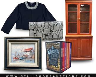 Hummel Goebel, pillows, rugs, Thomas the train trains, superbowl hat and football, brass, mirrors, carnival glass, piano, baskets, china, sword, Corningware, Fossil, Popeye chalkware, and more!
