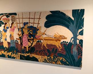 large 4" wide batik wall hanging from Sri Lanka